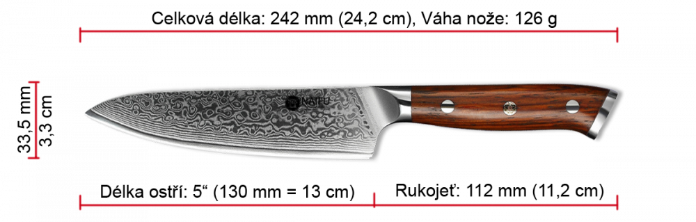 Univerzální nůž NAIFU 5" 24,5 cm - rozměry