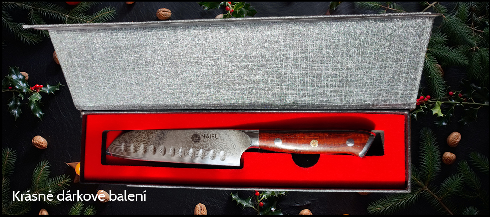 Krásné dárkové balení univerzálního santoku nože 5" NAIFU