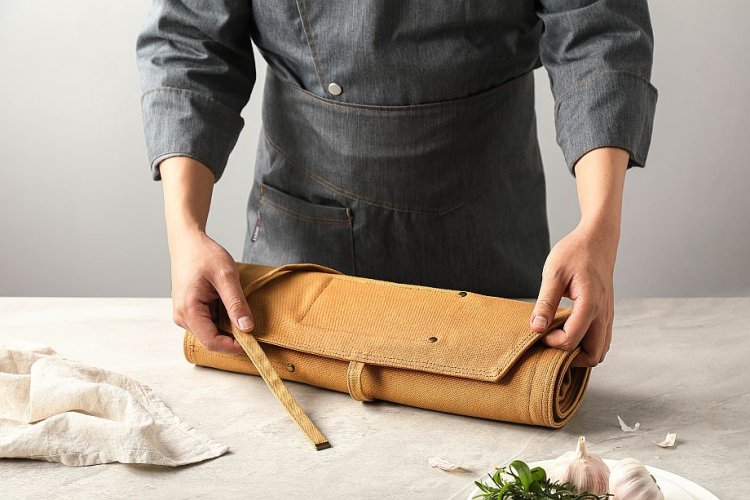 Elegantní rolovací pouzdro na kuchařské nože - Barva: Modrá