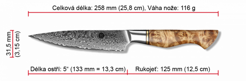 Univerzální nůž MASTER 5" o celkové délce 25,8 cm