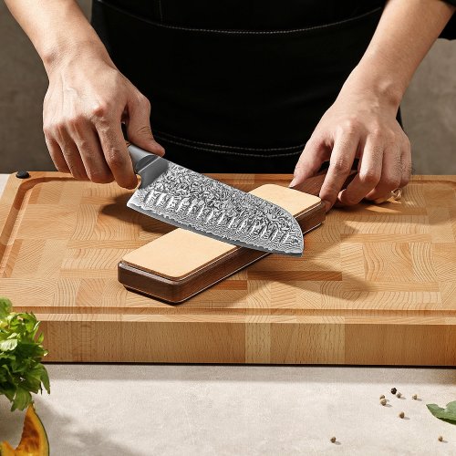 Dvoustranný kožený obtahovací blok – zelená brusná pasta & hladká kůže