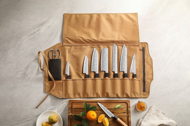 Elegantní rolovací pouzdro na kuchařské nože - Barva: Modrá