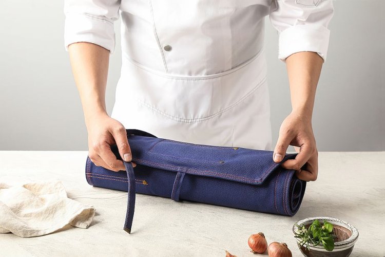 Elegantní rolovací pouzdro na kuchařské nože - Barva: Modrá