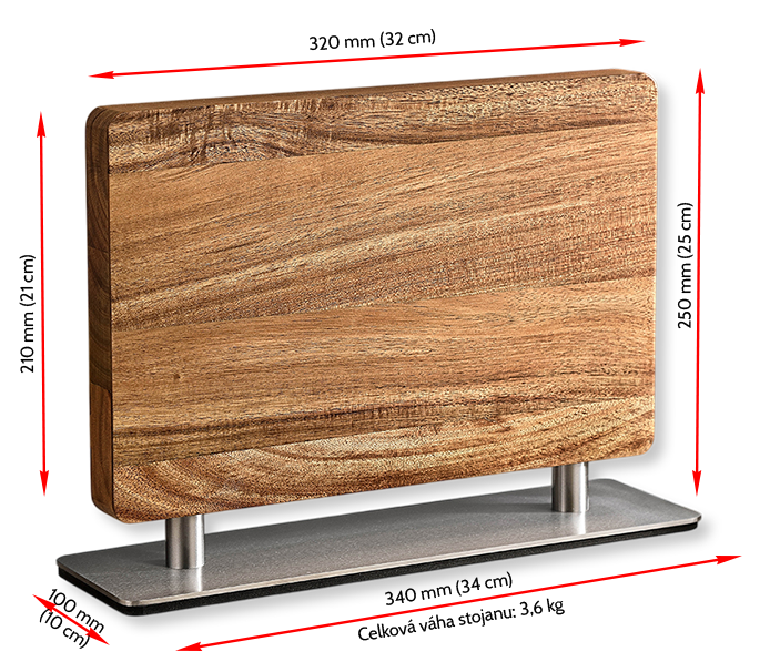 Rozměry oboustranného magnetického stojanu NAIFU s kovovou základnou