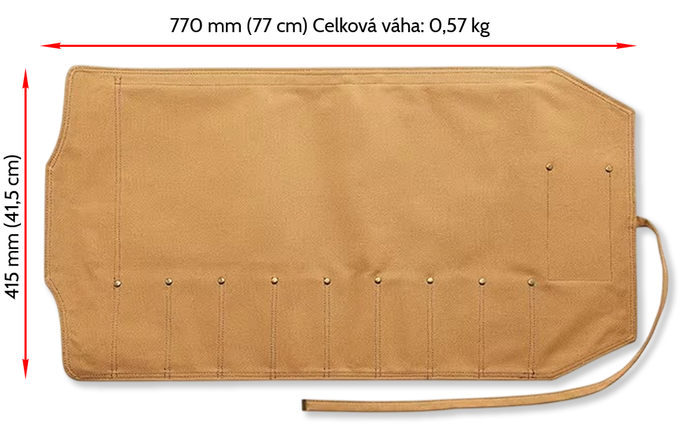 Rozměry rolovací brašny na nože NAIFU